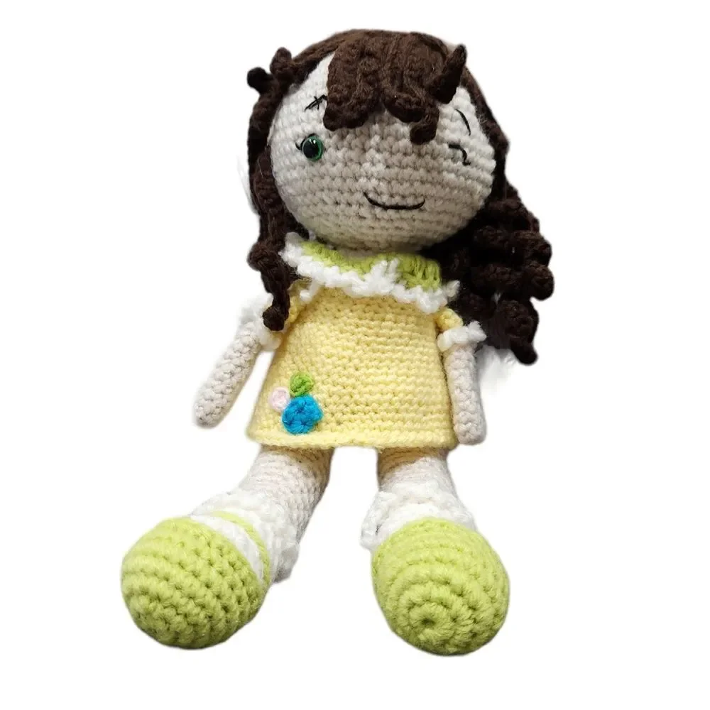 Handcrafted Handmade Amigurumi Crochet Sweet smiley Girl Doll Toy Decor Custom